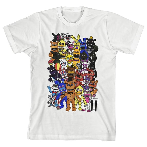 Five Nights at Freddy's Characters on Royal Blue T-Shirt - L