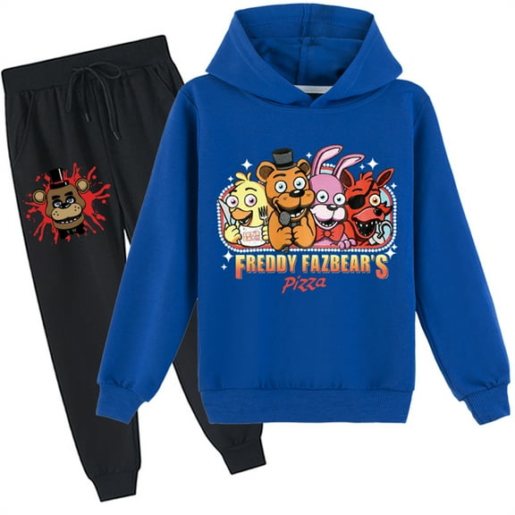 Five Night's at Freddy Long Sleeve Hooded with Sweatpants Set-Graphic Pullover Hooded Sweatshirt 2pcs Set