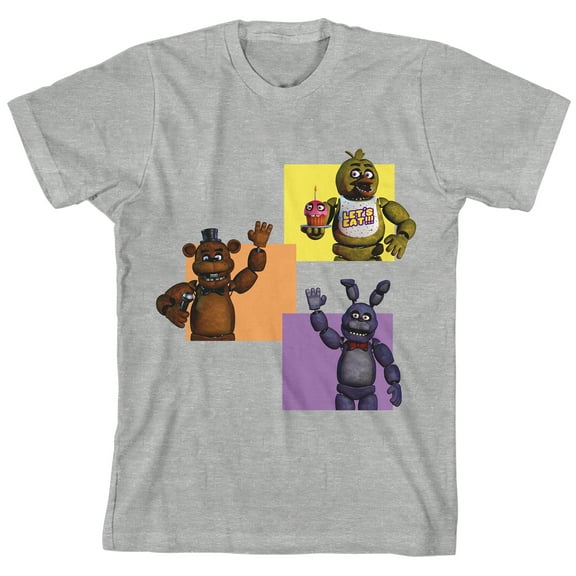 Five Nights At Freddy'S Chica, Freddy, and Bonnie Junior's Heather Tee Shirt-XS