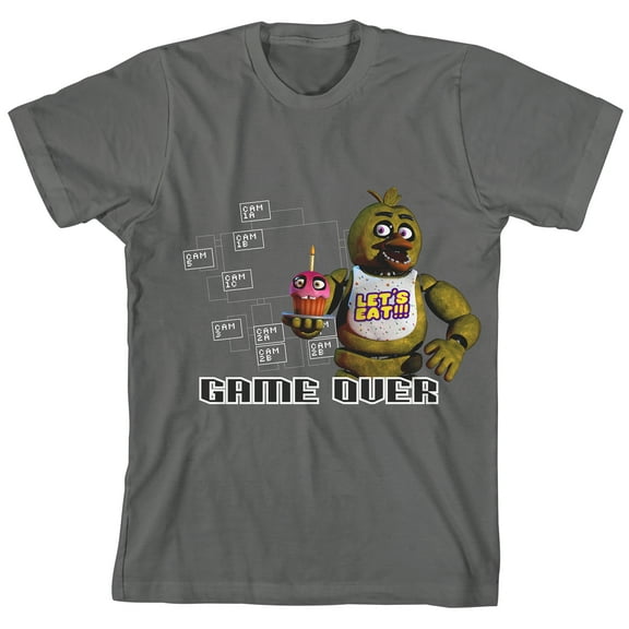 Five Nights At Freddy'S Chica Game Over Junior's Charcoal Tee Shirt-S