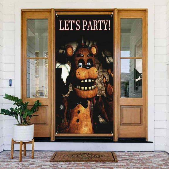 Five Nights At Freddy'S Door Cover Decorations Door Banner Porch Sign Banner For Indoor Outdoor Wall Home Party Supplies 72.8 x 35.4 Inch