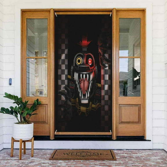 Five Nights At Freddy'S Door Cover Decorations Door Banner Porch Sign Banner For Indoor Outdoor Wall Home Party Supplies 72.8 x 35.4 Inch