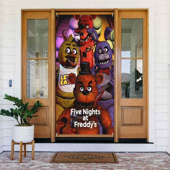 Five Nights At Freddy'S Door Cover Decorations Door Banner Porch Sign Banner For Indoor Outdoor Wall Home Party Supplies 72.8 x 35.4 Inch