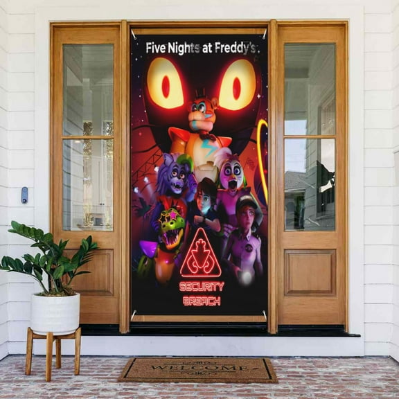Five Nights At Freddy'S Door Cover Decorations Door Banner Porch Sign Banner For Indoor Outdoor Wall Home Party Supplies 72.8 x 35.4 Inch