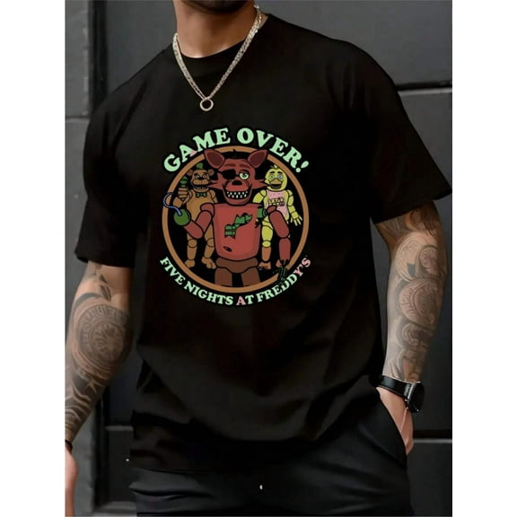 Five Nights At Freddy"S Game - Themed T - Shirt , Men's 220gsm New Summer Casual Crew Neck Pure Cotton Short-Sleeved T-Shirt(1 PC)
