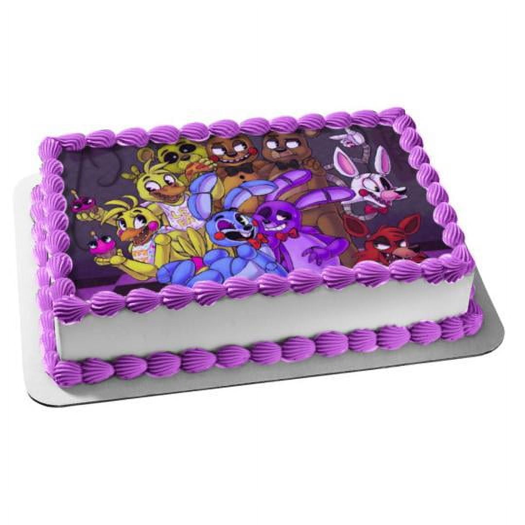 Five Nights At Freddy's 2 Chica Bonnie Golden Freddy Toy Bonnie Toy Freddy  Toy Chica Foxy The Pirate The Mangle Golden Freddy Edible Cake Topper Image  ABPID27197 