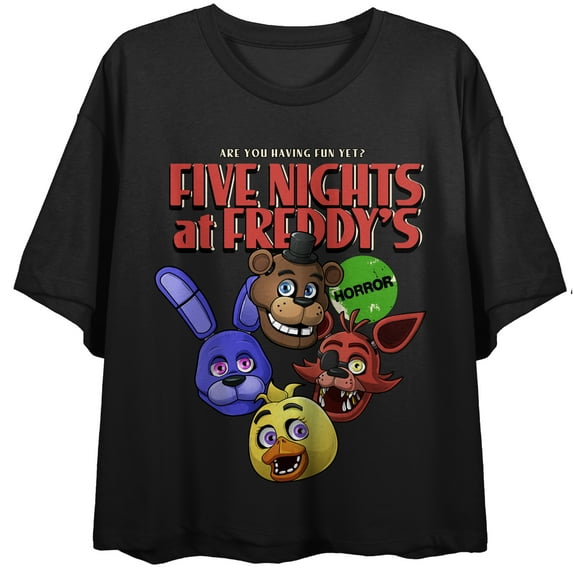 Five Nights At Freddy's Are You Having Fun Yet Crew Neck Short Sleeve Women's Black Crop Top-XL