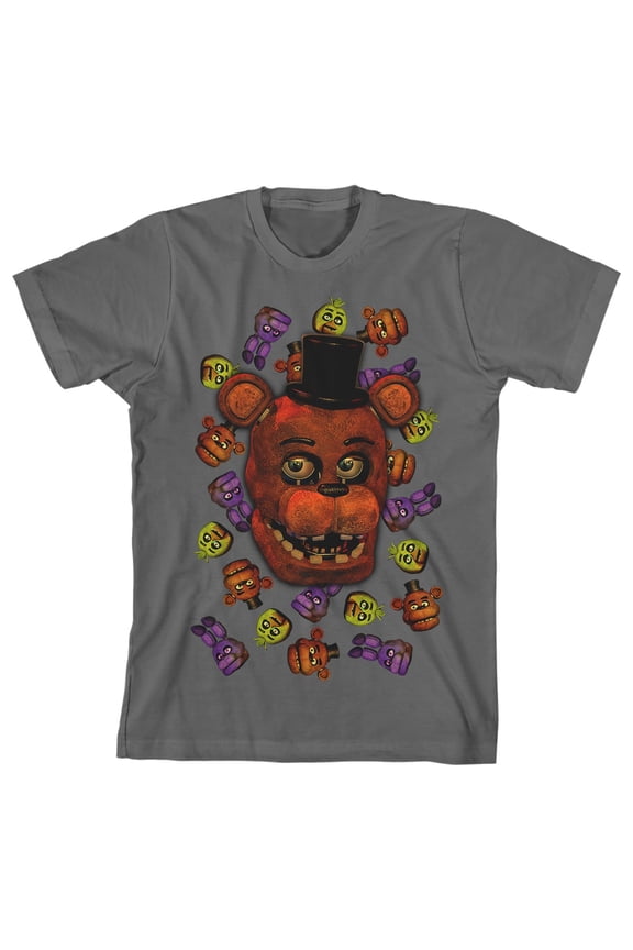 Big Freddy Face Boy's Gray T-shirt-Large