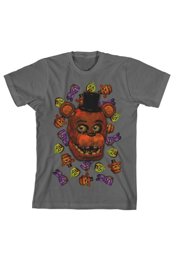Big Freddy Face Boy's Gray T-shirt-X-Large