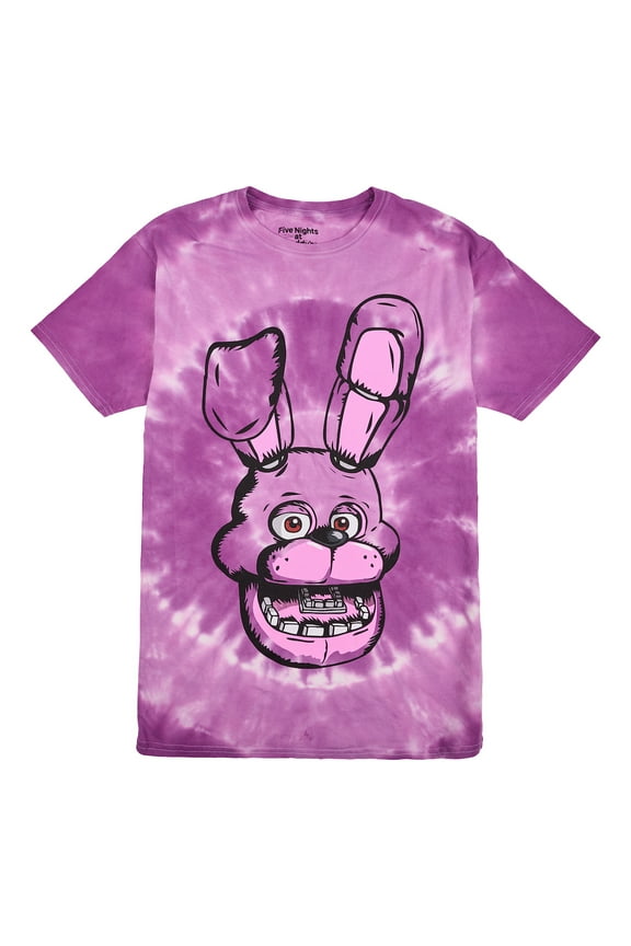 Five Nights At Freddy's Bonnie Face Men's Purple Spiral Spiral Tie-Dye Crew Neck Short Sleeve T-shirt Large