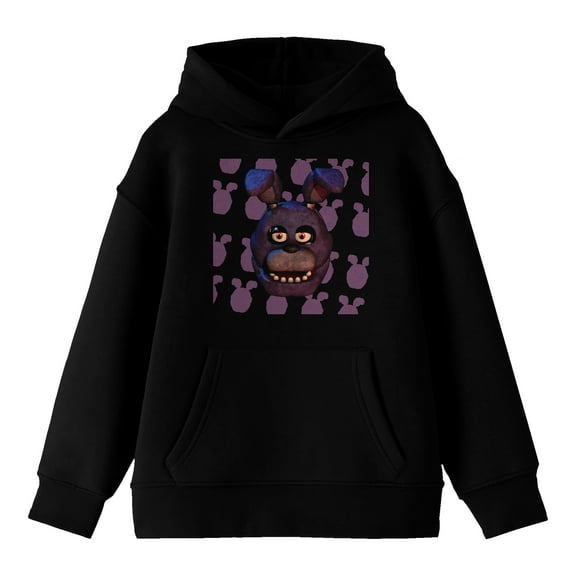 Five Nights At Freddy's Bonnie Head Long Sleeve Youth Black Hooded Sweatshirt-Medium
