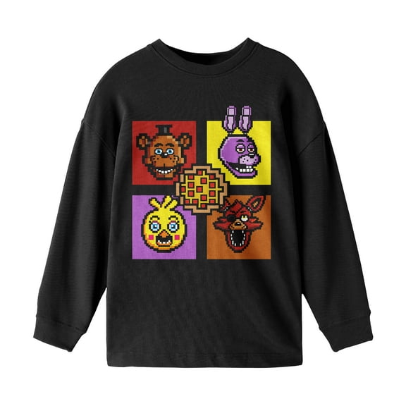 Five Nights At Freddy's Boxed-In Characters Boy's Black Long Sleeve Shirt-Medium