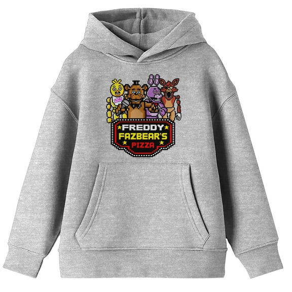 Five Nights At Freddy's Character Pixel Art Boy's Heather Gray Sweatshirt-Medium