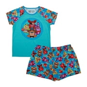 FIVE NIGHTS AT FREDDY'S Character Print Youth Girl's Raglan T-shirt & Lounge Shorts Sleep Set-14/16