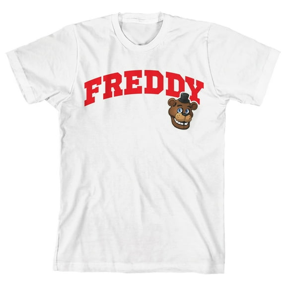 Five Nights At Freddy's Character Varsity Name Graphic Boy's White T-shirt 
-Medium
