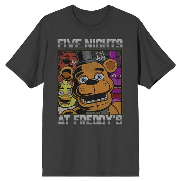 Five Nights At Freddy's Characters Crew Neck Short Sleeve Women's Charcoal T-shirt-3XL