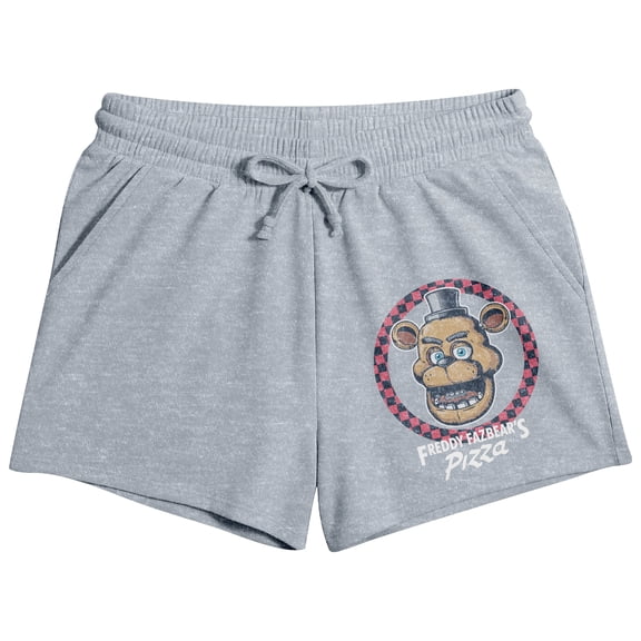 Five Nights At Freddy’s Checkered Character Circle Women’s Gray Lounge Shorts-Large