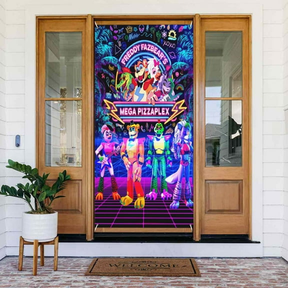 Five Nights At Freddy's Door Cover Decorations Door Banner Porch Sign Banner For Indoor Outdoor Wall Home Party Supplies 72.8 x 35.4 Inch
