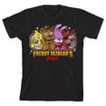 thumbnail image 1 of Five Nights At Freddy's Excited Characters Crew Neck Short Sleeve Boy's Black T-shirt-Large, 1 of 3