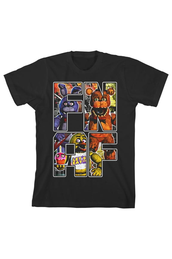 FNAF Graphics Boy's Black T-shirt-Large