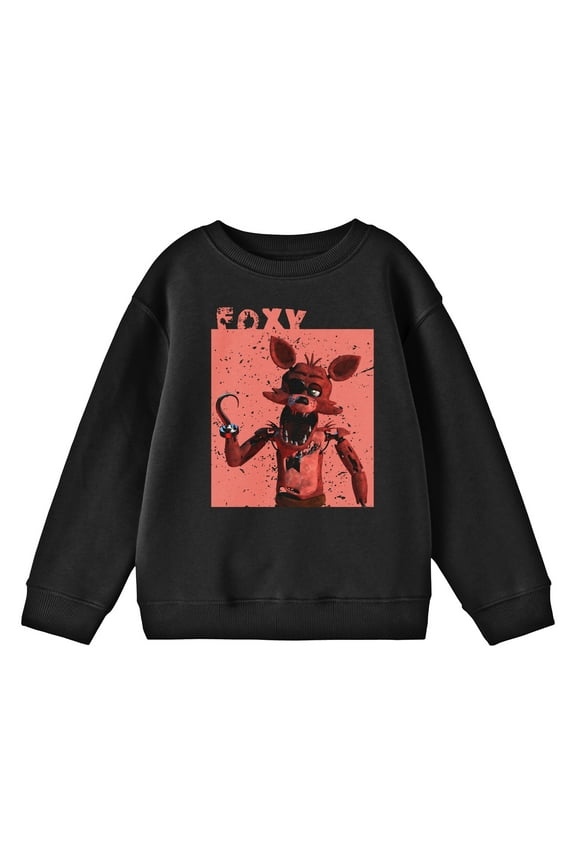 Foxy In A Red Box Youth Black Crew Neck Sweatshirt-XL