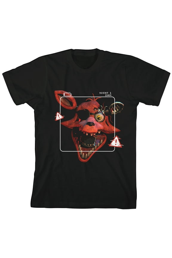 Foxy With Warning Signs Crew Neck Short Sleeve Boy's Black T-shirt-XL