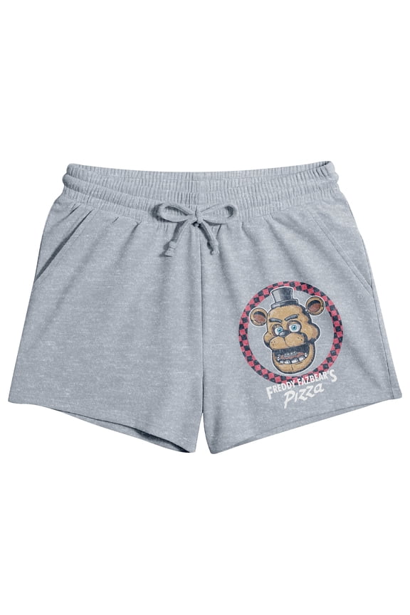 Five Nights At Freddy's Freddy Checkered Circle Women's Gray Heather Lounge Shorts - XXL
