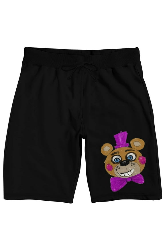Freddy Face Men's Black Sleep Pajama Shorts-Medium