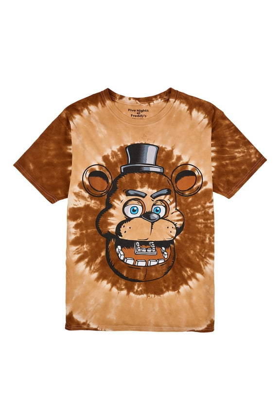 Freddy Face Men's Brown Spiral Tie-Dye Crew Neck Short Sleeve T-shirt Small