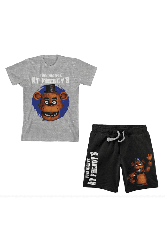 Freddy Fazbear Boy's Short Sleeve Shirt & Lounge Shorts Combo Set-Medium