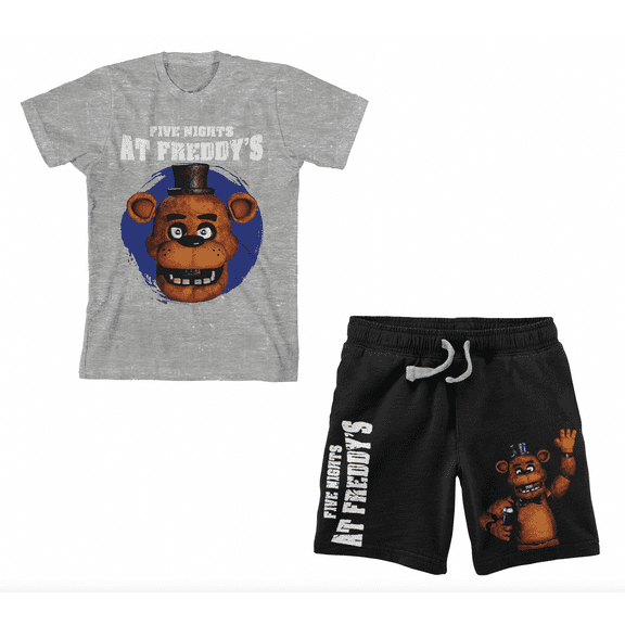 Five Nights At Freddy's Freddy Fazbear Boy's Short Sleeve Shirt & Lounge Shorts Combo Set-Medium