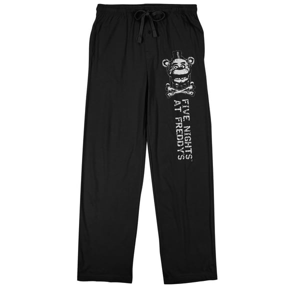 Five Nights At Freddy's Freddy Fazbear Crossbones Men's Black Sleep Pajama Pants-Medium