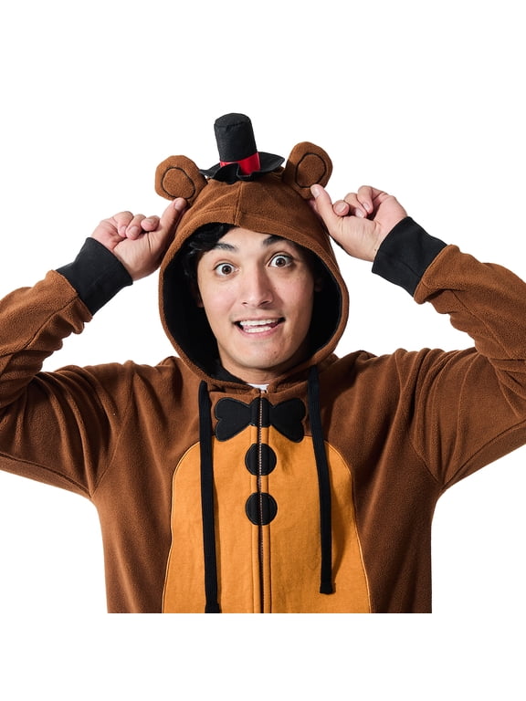 Freddy Fazbear Long Sleeve Men's Brown Cosplay Hoodie-XL