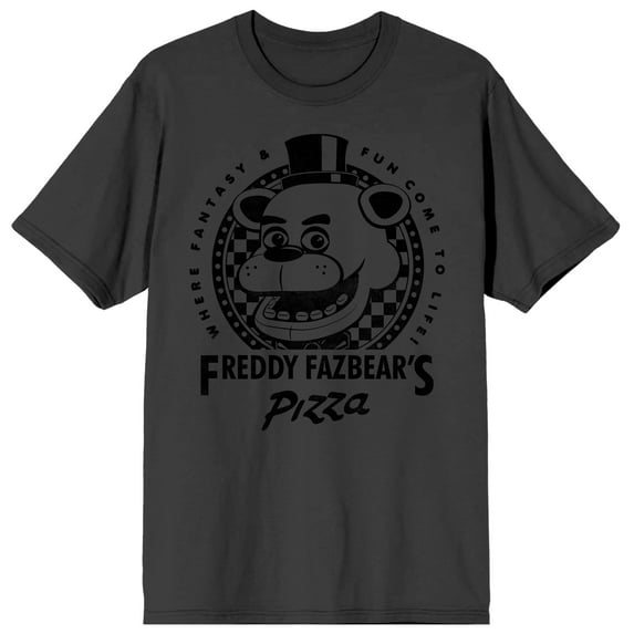 Five Nights At Freddy's Freddy Fazbear's Pizza Fantasy & Fun Men's Charcoal Crew Neck Short Sleeve T-shirt-Small