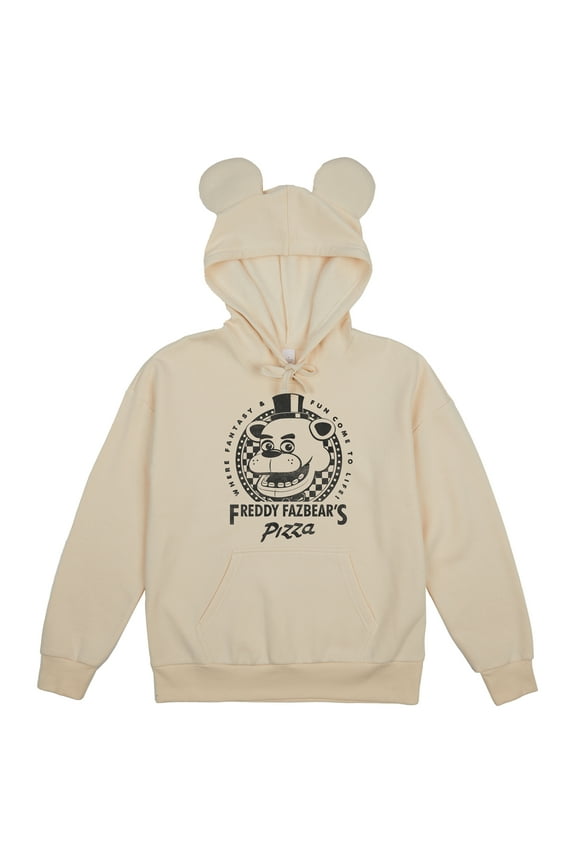 Freddy Fazbear's Pizza Women's Tofu Long Sleeve Hooded Sweatshirt With 3D Ears-Small