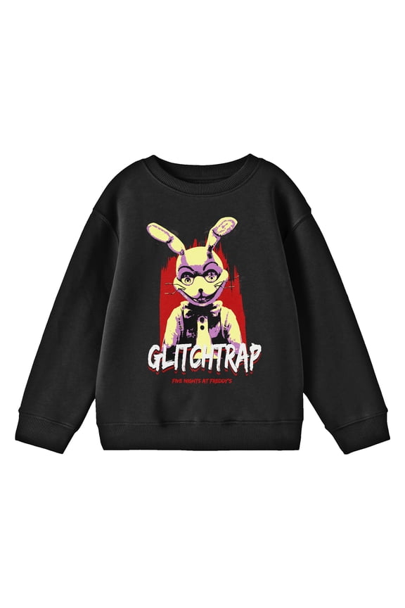 Glitchtrap Crew Neck Long Sleeve Youth Black Sweatshirt-Medium