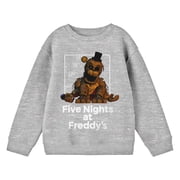 Five Nights At Freddys Golden Freddy Youth Athletic Heather Crew Neck Long Sleeve Sweatshirt - XS