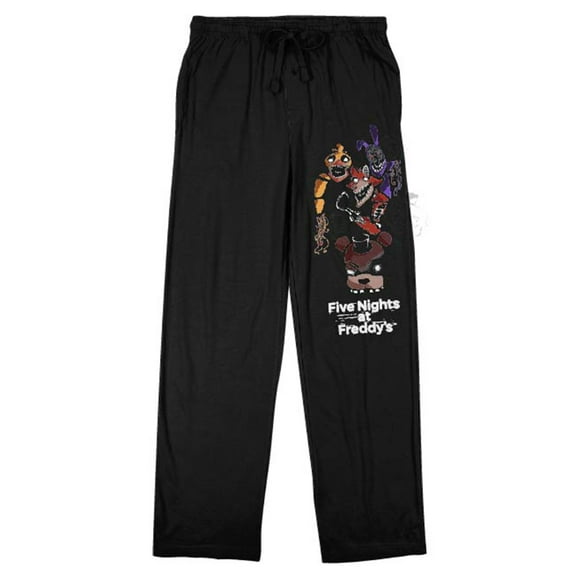 Five Nights At Freddy's Group Shot Adult Black Sleep Pajama Pants-Small