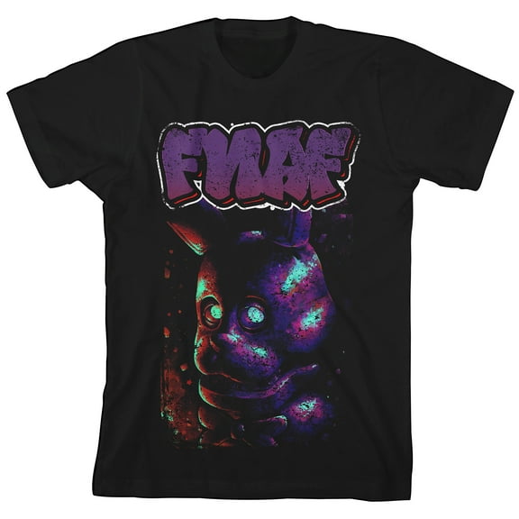 Five Nights At Freddy's Hard Mode Bonnie Crew Neck Short Sleeve Boy's Black T-shirt-Medium