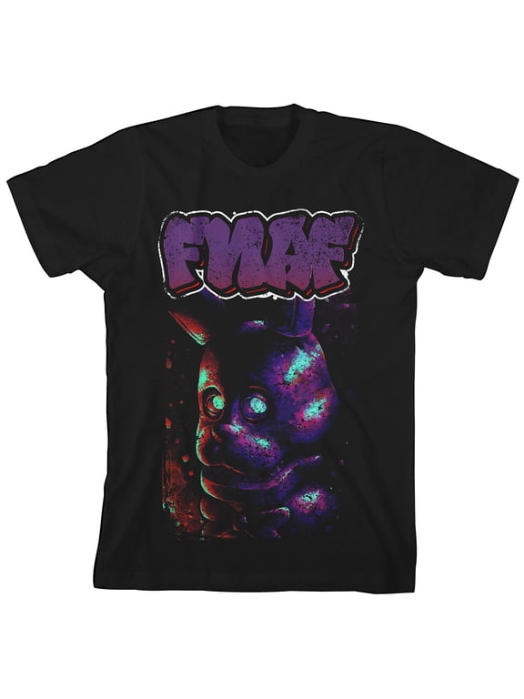 Hard Mode Bonnie Crew Neck Short Sleeve Boy's Black T-shirt-Small