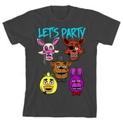 Five Nights At Freddys Lets Party Youth Charcoal Crew Neck Short Sleeve T-shirt - XL