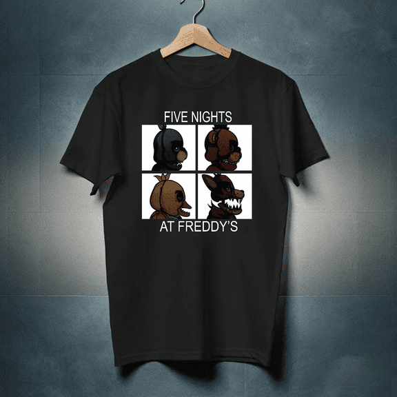 Five Nights At Freddy's Men's Black T-shirt Size S-5XL