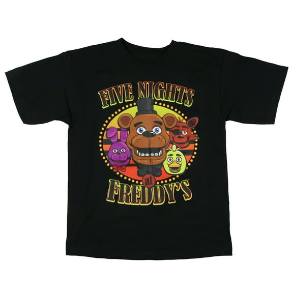 Five Nights At Freddy's Men's Chica Bonnie Foxy Short Sleeve Graphic Top