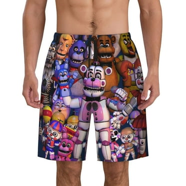 Five Nights At Freddy's Mens Swim Trunks Quick Dry Board Shorts with Mesh Lining Beach Shorts Swimwear Bathing Suits