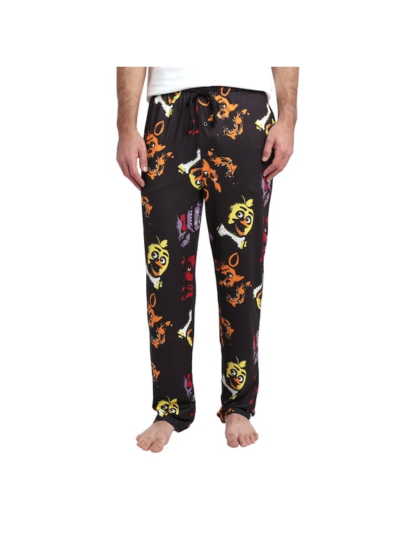 Neon Character Heads Men's Black Sleep Pajama Pants-Small