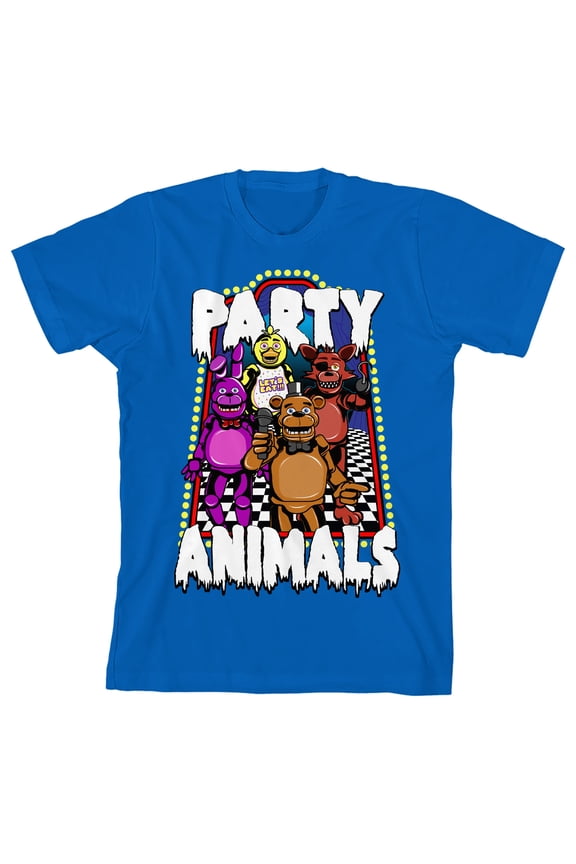 Five Nights At Freddy's Party Animals Youth Royal Blue Crew Neck Short Sleeve T-shirt - XL