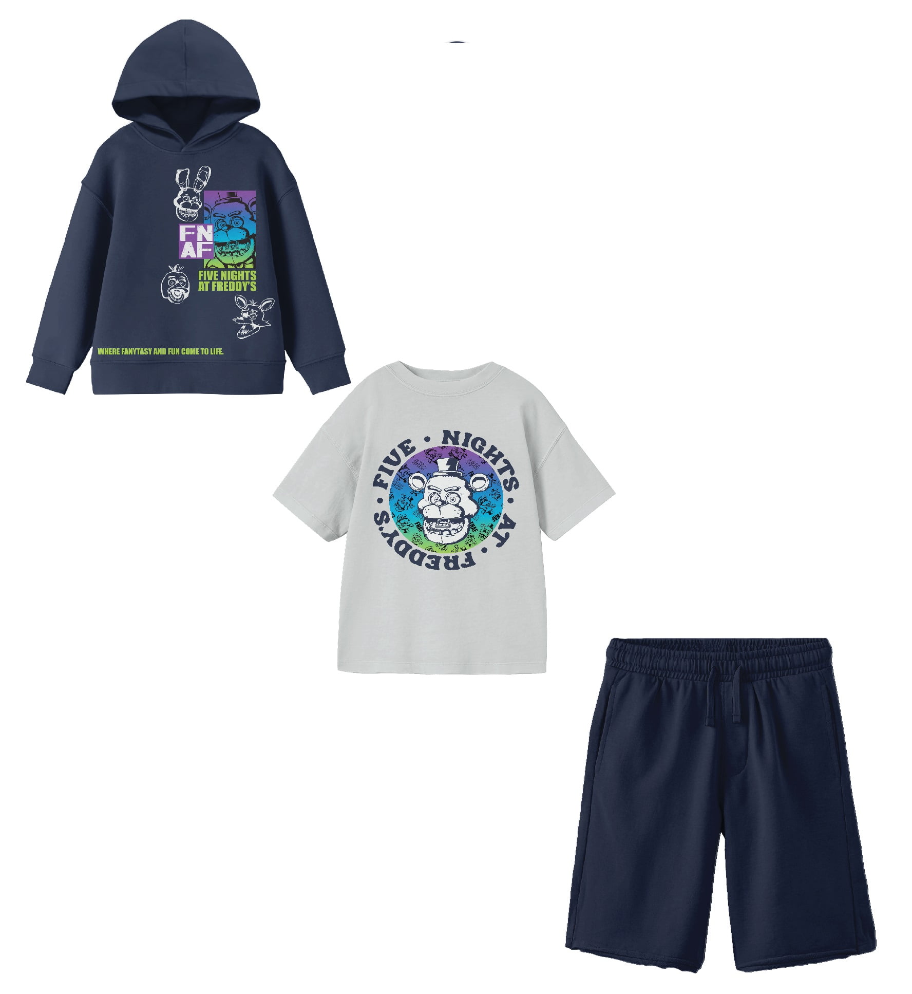 Five Nights At Freddy's Perfect Outfit Hoodie, Short-Sleeve Tee, and Lounge Shorts 3-Piece Combo Set 8 (M)