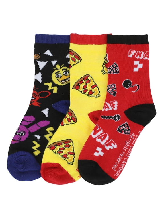 Five Nights At Freddy's Pizza Party Youth 3-Pair Crew Socks