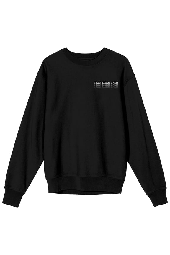 Five Nights At Freddy's Security Freddy Badge Adult Black Crew Neck Long Sleeve Sweatshirt-Small