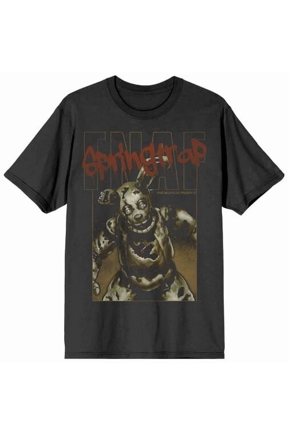 Five Nights At Freddy's Springtrap Freddy Men's Charcoal Crew Neck Short Sleeve T-shirt-Medium